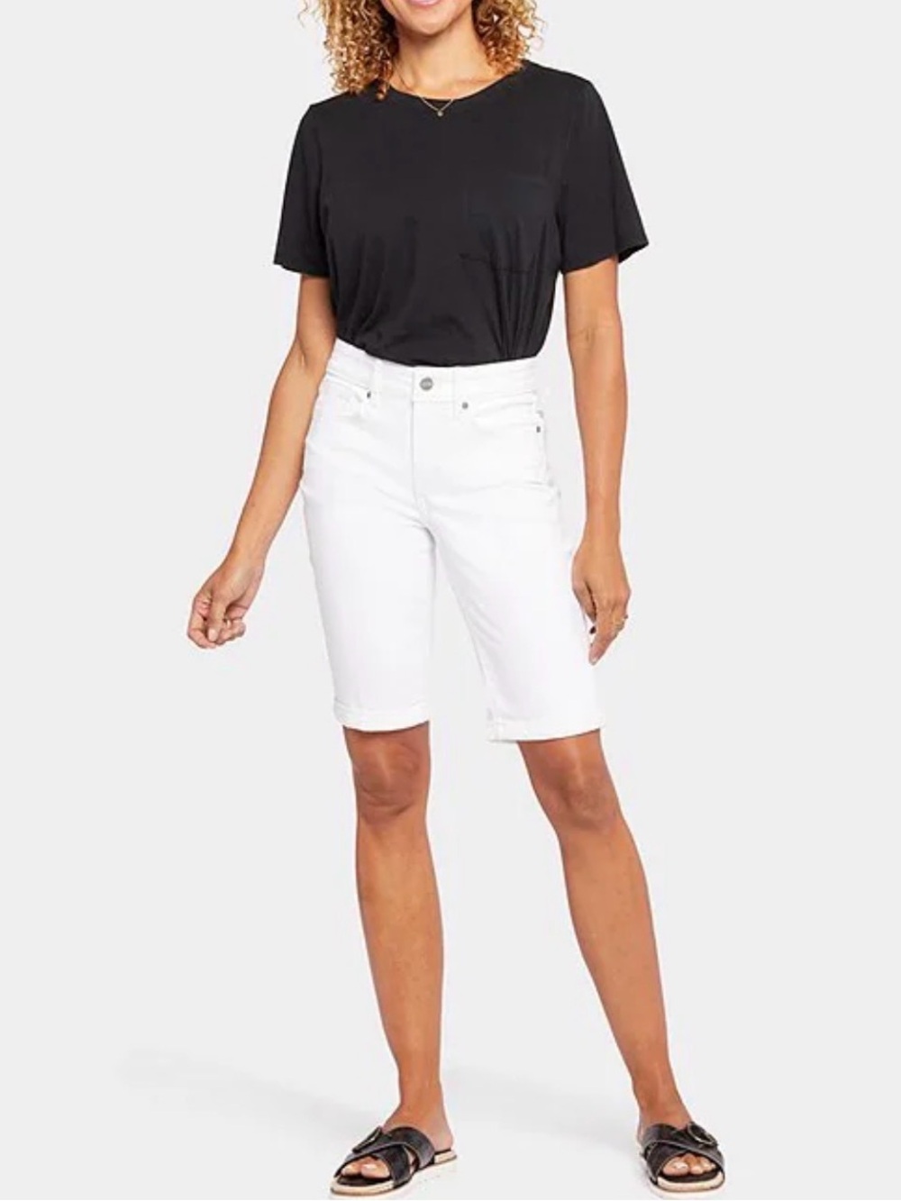 NYDJ Bermuda Short Women's Size 10 White Roll Cuff Denim Lift & Tuck Technology